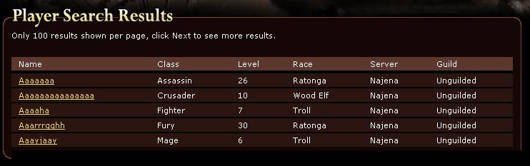 有查詢到使用此名稱角色的畫面
<br />(使用AAA做搜尋)