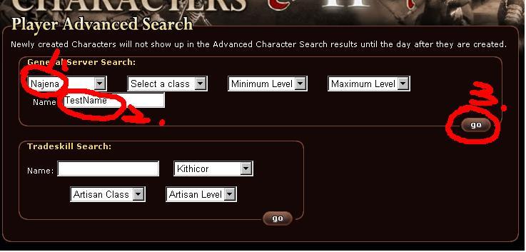 連結的第一頁
<br />1.選擇Server
<br />2.輸入你要查詢的名字
<br />3.點選GO送出查詢