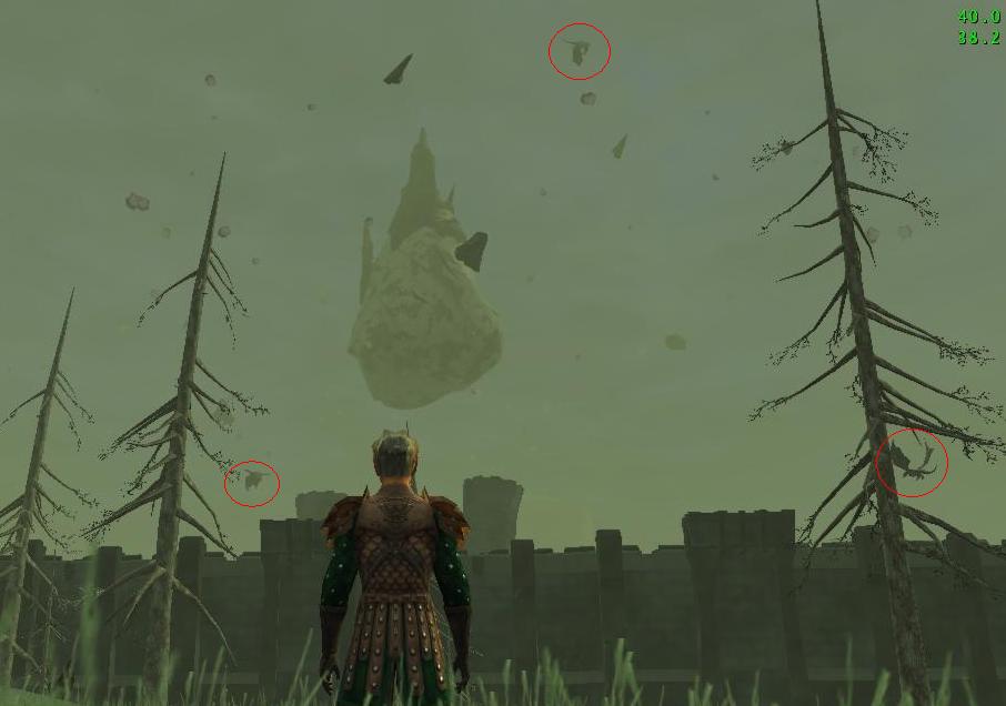 距離大概六百公尺遠的地方拍的,一看就明白他在告訴你,我很危險的喔 ~~~途中用紅圈圈起來的是drake,不是裝飾用的,是會空襲的....還頗強.......他接近的時候,整個影子比我的畫面還大,無敵壯觀~~~