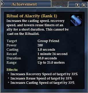 巫醫AA WIS路線第五階大絕招，加快隊伍成員(不能放自己)33%施法、回復、再使用時間，持續30秒，每1.5分鐘可使用