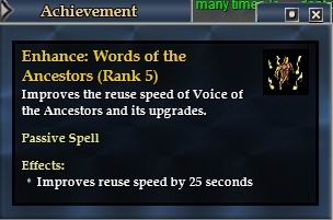 Prevention 路線Enhance: Words of the Ancestors 5點 - 加快 Words of the Ancestors (解除隊伍全部有害的控制狀態，包括Daze, Mesmerize, Fear, Root, Stifle, Stun狀態，即使瀆神者中招仍可施法) 再使用時間25秒
