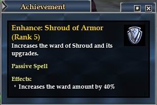 Prevention 路線Enhance: Shroud of Armor 5點 - 增加隊伍Buff Shroud of Armor 的魔法護盾40%
