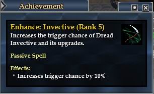 Potency 路線Enhance: Invective 5點 - 增加 Dire Invective (被施放者物理傷害怪物有機率DeBuff怪物產生傷害) 10%觸發機率。